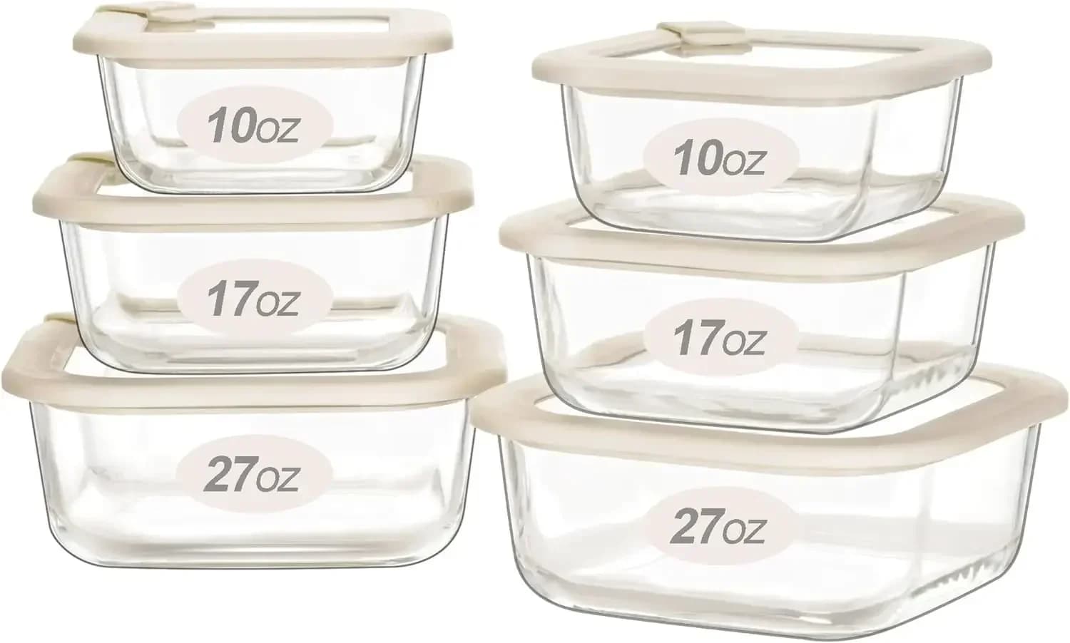 Contenitori in Vetro per Alimenti con Coperchi in Vetro, Set di Contenitori per Alimenti Adatti al Microonde, Contenitori Ermetici per la Preparazione dei Pasti, a Prova di Perdite
