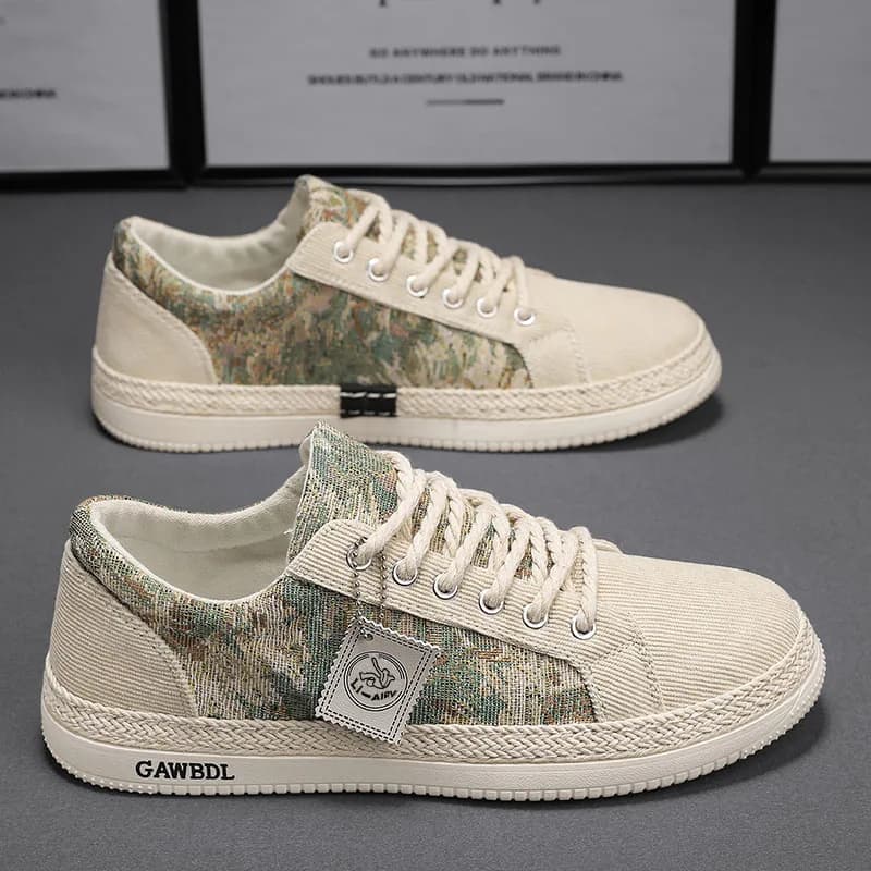 Canvas Men's Shoes Breathable Summer Trendy Sports Leisure Flat Bottom Board Shoes Thin Linen Fashionable Low Top Sneakers