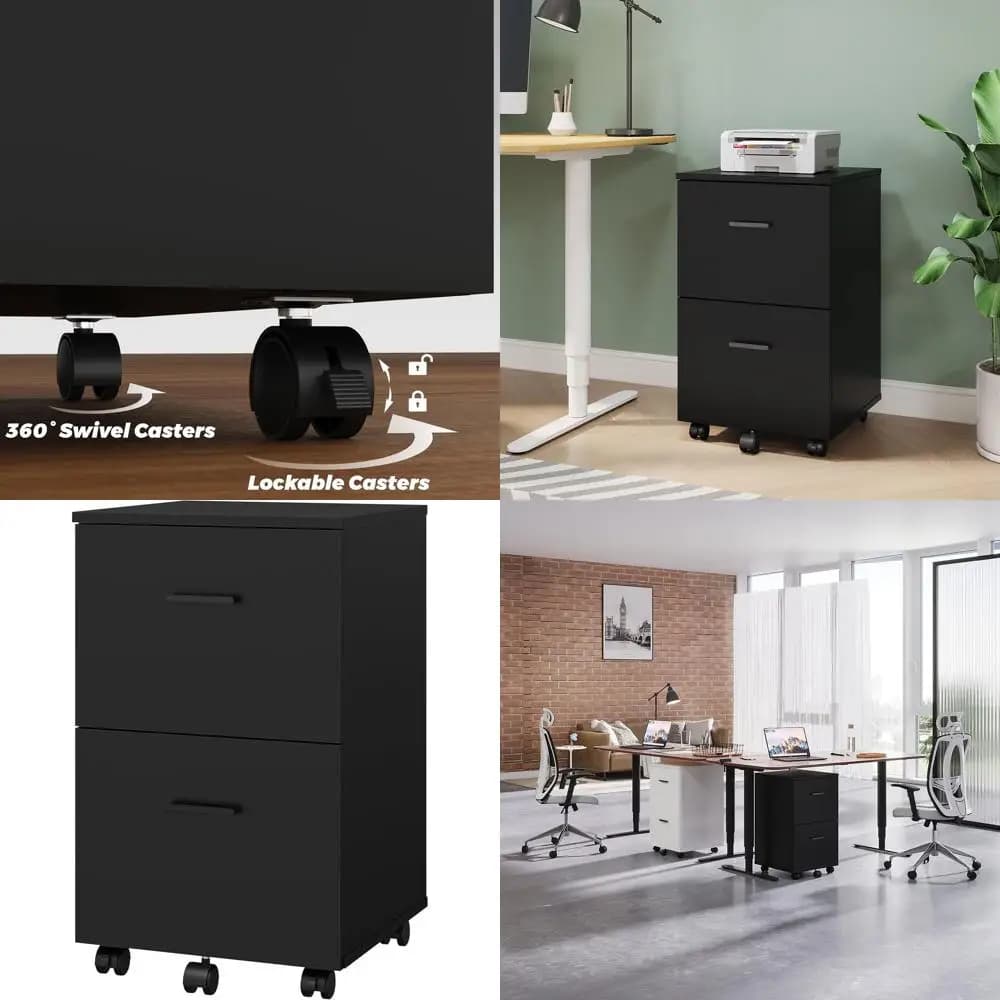 Classificatore in Legno Formato Lettera con Organizzatore Sotto Scrivania per Casa o Ufficio (Nero)