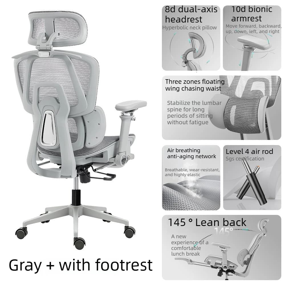 Sedia Ergonomica da Ufficio e Gaming, Comoda con Braccioli Regolabili, Reclinabile, Chaise de Bureau