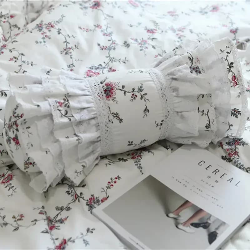 Ricamo Vite Fiore Stampa Cuscino Letto Biancheria da letto decorativa Cuscino Cuscini di caramelle Principessa Ruffle Cuscini lombari Divano Poggiamano
