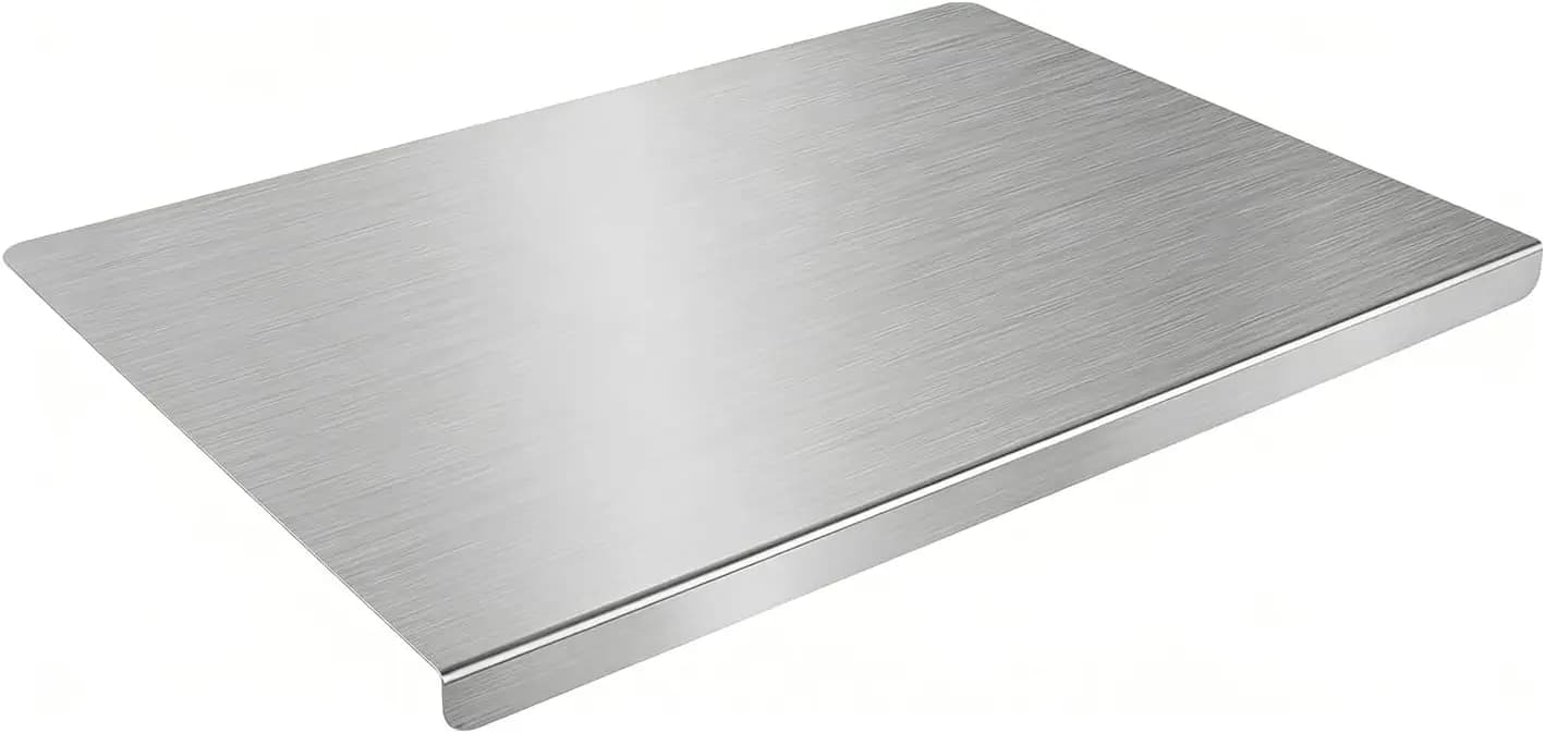 L-Shaped Stainless Steel Cutting Board 15x11 Inch Non-Slip Dishwasher Safe Double-Sided for Meat Fruits Vegetables Bread