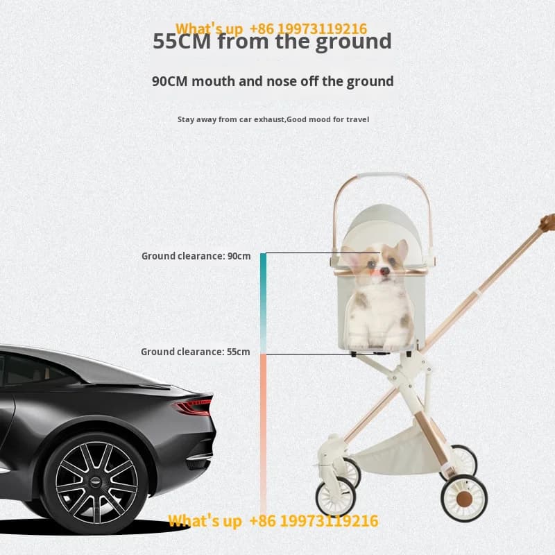 Carrello per Cani di Lusso in Alluminio 2026, Passeggino per Animali in Tessuto Oxford con Funzione Staccabile per Piccoli Animali, Trasporto e Viaggio