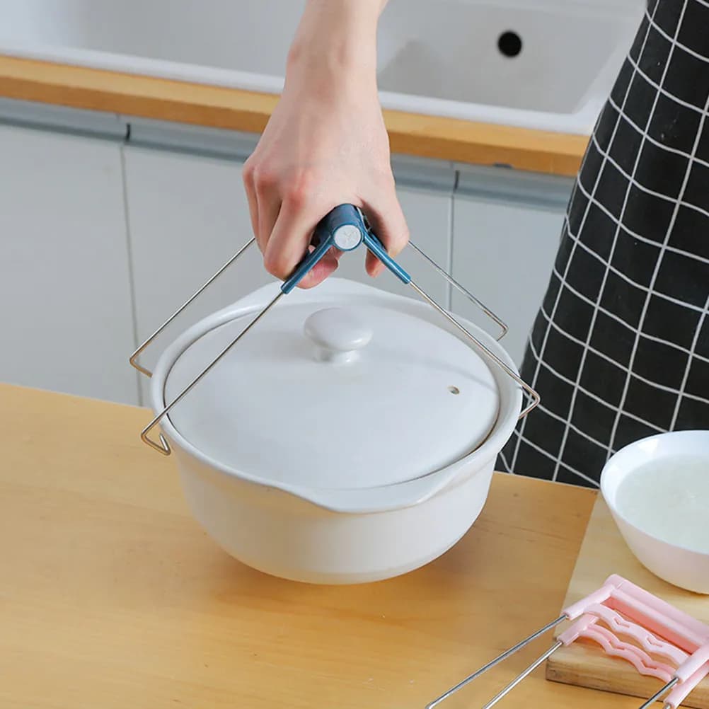 2 Pezzi Pinza Antiscottatura in Acciaio Inossidabile per Ciotole e Piatti, Utensile da Cucina Antiscivolo per Pentole Calde, Microonde e Friggitrice ad Aria
