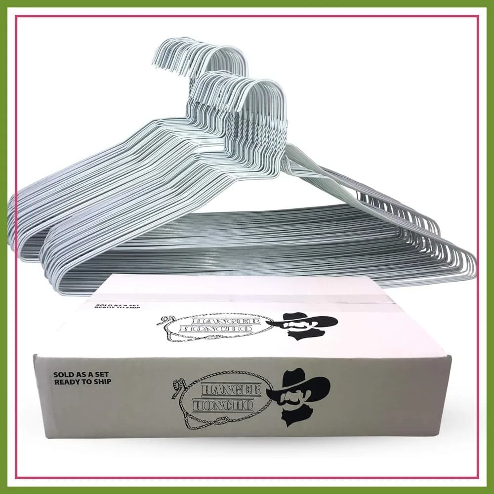 Confezione da 200 Grucce Appendiabiti in Metallo, 45,7 cm, Calibro 14,5, Antiscivolo per Camicie, Pantaloni, Gonne, Salvaspazio, Bianche