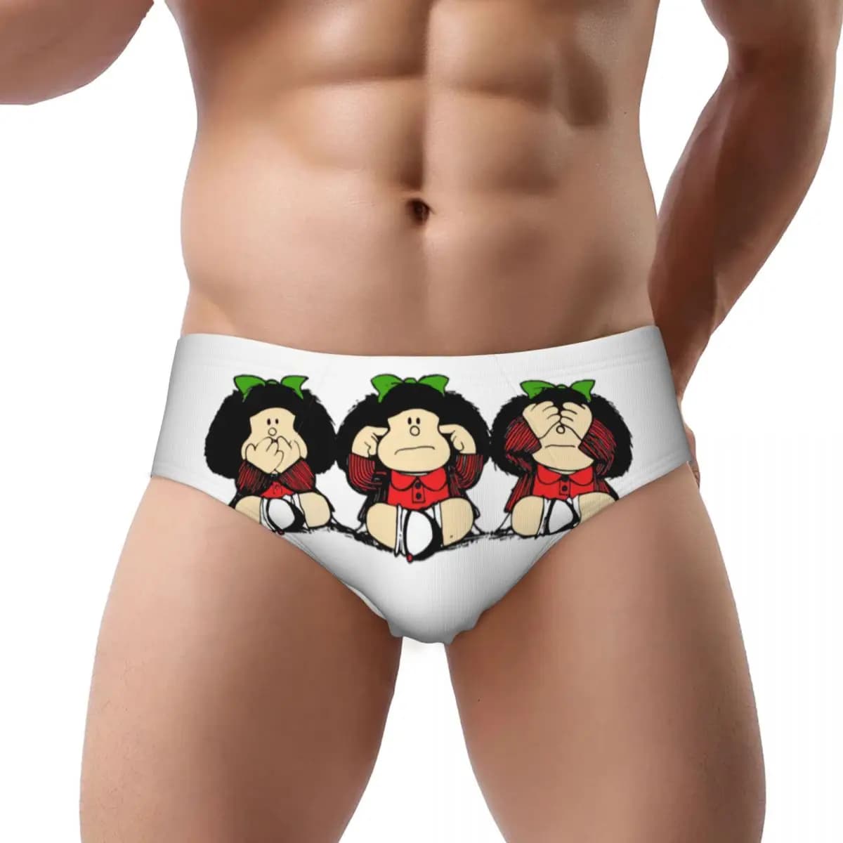 Uomini personalizzati Manga Mafalda Quino Cartoon Mutandine Intimo Maschile Slip morbidi Mutande
