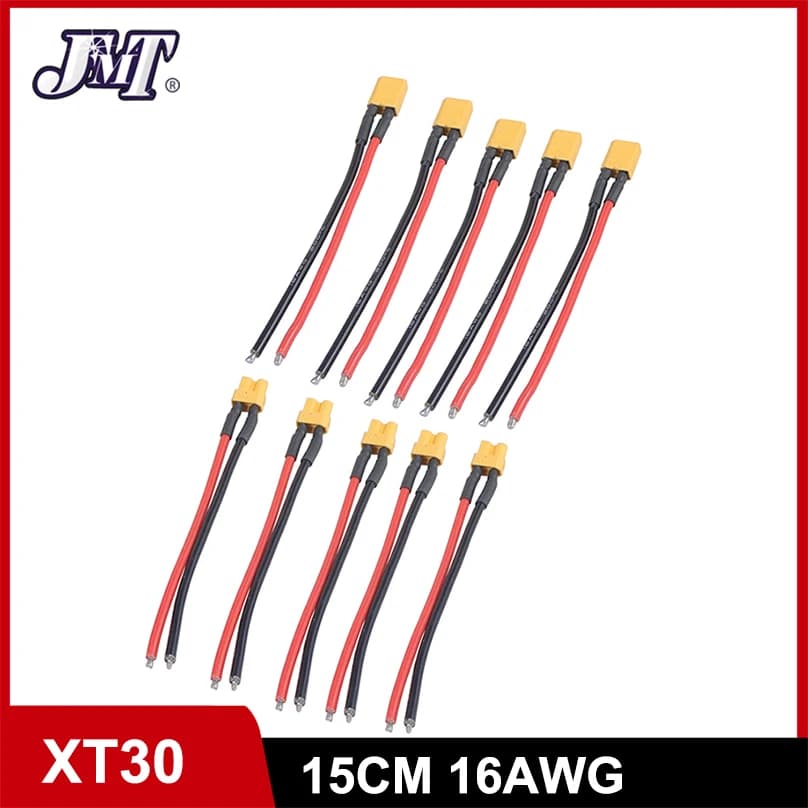 10 Pieces/Lotto JMT 15CM 16AWG Silicone Cable with Connector XT30 Male/Femmina Adapter for RC FPV Quadcopter Race Drone