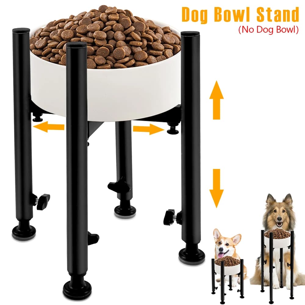 Supporto per ciotola per cani elevato Supporto per mangiatoia per acqua per animali domestici regolabile in altezza a 4 gradi Ciotole per cibo per cani rialzate universali in ferro Supporto per cani per gatti