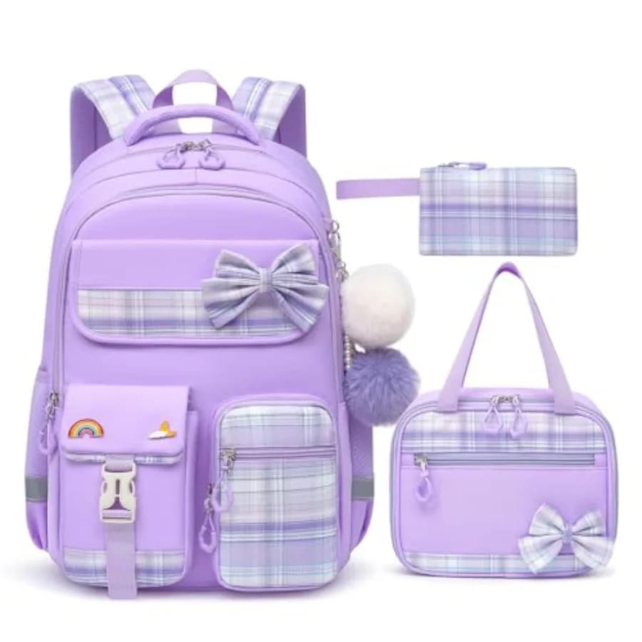 Zaino scolastico per ragazze, borsa per libri per scuola elementare e media, zaino casual da viaggio, set di zaini per adolescenti