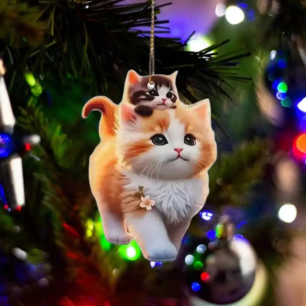 1Pc Ciondolo gatto cartone animato 2D Decorazioni per la casa a tema gatto Adorabile gatto Decorazione da appendere in acrilico per la casa Albero di Natale Retrovisore dell'auto