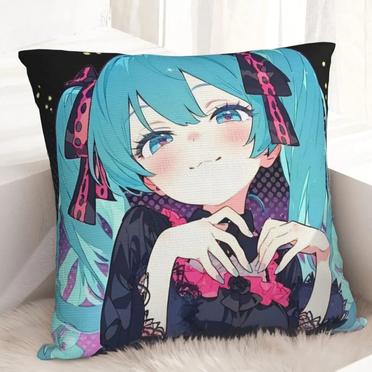 Federa per cuscino Anime Hatsune Miku Fodera per cuscino Decorazione fantastica Federa per soggiorno 40 * 40 cm