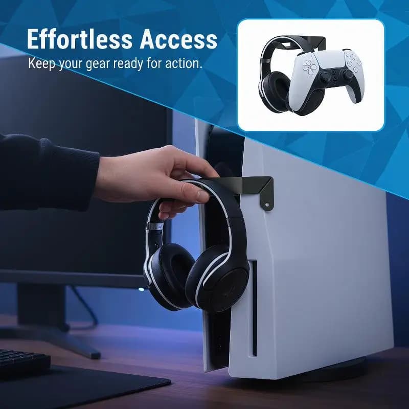 2pcs Sturdy Headphone Stand Game Controller Holder Easy Install Hook Hanger Space Save For Game Console Accessories