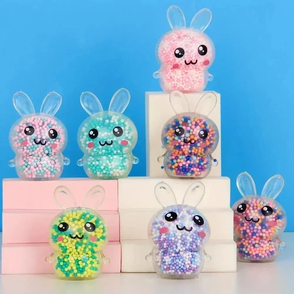 1 Pezzo Palline Antistress Morbide a Forma di Coniglio, Giocattolo Antistress per Bambine e Bambini, Giocattoli Sensoriali Colorati a Forma di Coniglio per Cesti di Pasqua