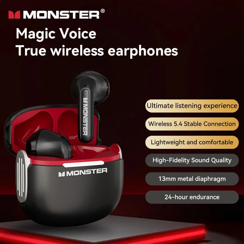 Monster GT15 Wireless Bluetooth5.4 ANC Music Sports Auxiliary TWS stereo earphones with noise reduction 2025 Headphones