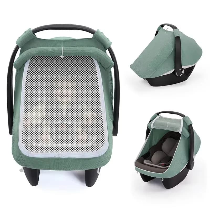 Coperta per seggiolino di sicurezza per bambini Copertura antipolvere per parasole Garza di cotone Coperta protettiva per passeggino Parabrezza Copertura anti-zanzara in rete