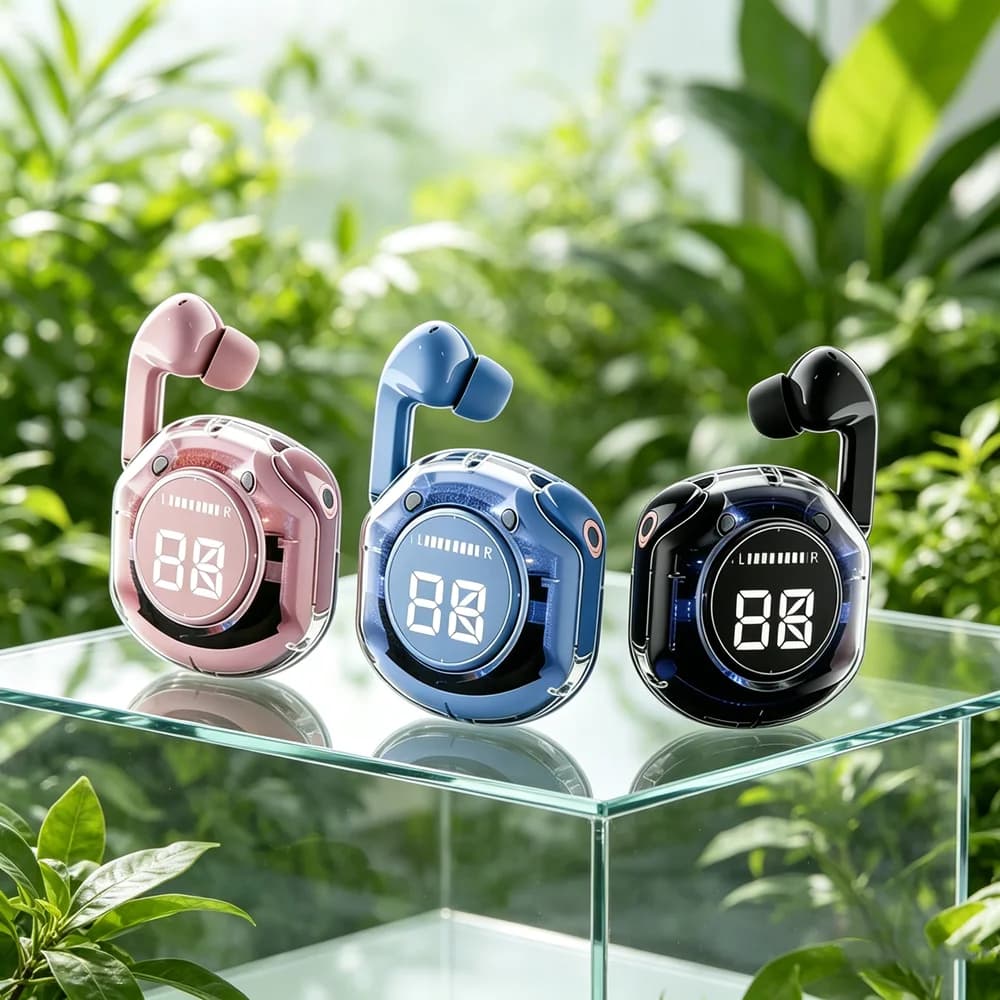 Auricolari wireless TWS Bluetooth 5.3, cuffie sportive da gioco con riduzione del rumore, auricolari con bassi potenti per smartphone