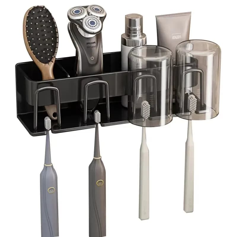 YUNJIEYA portaspazzolino da bagno in lega di alluminio portaspazzolino da parete-porta dentifricio per la casa salvaspazio accessori per la casa