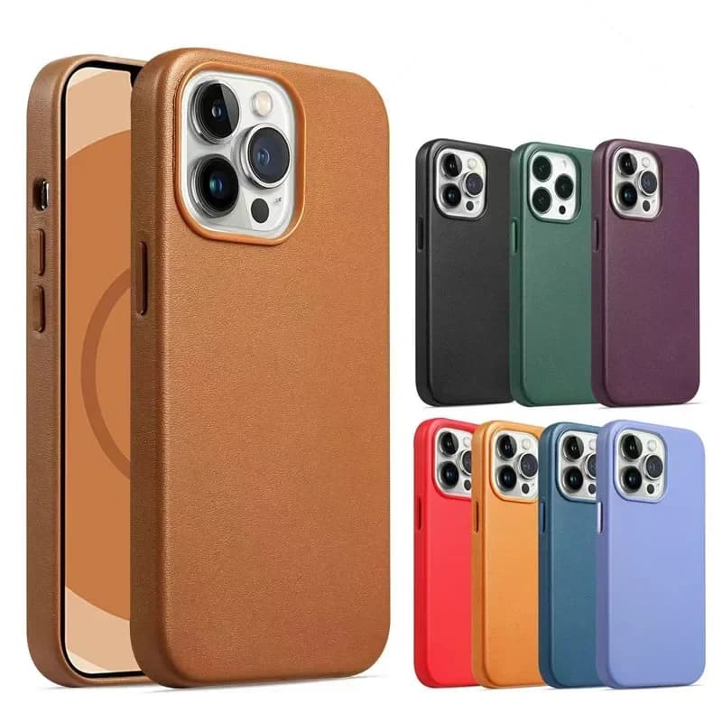 Custodia in Pelle Ufficiale per MagSafe per iPhone 16 15 14 13 12 Pro Max 17 Pro, Cover Protettiva Magnetica Anti-caduta