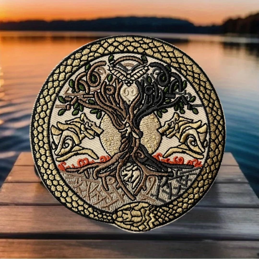 Patch Albero della Vita Tattico, Fascia Morale Militare, Adesivo per Zaino Militare, Patch Ricamato a Serpente con Velcro per Abbigliamento