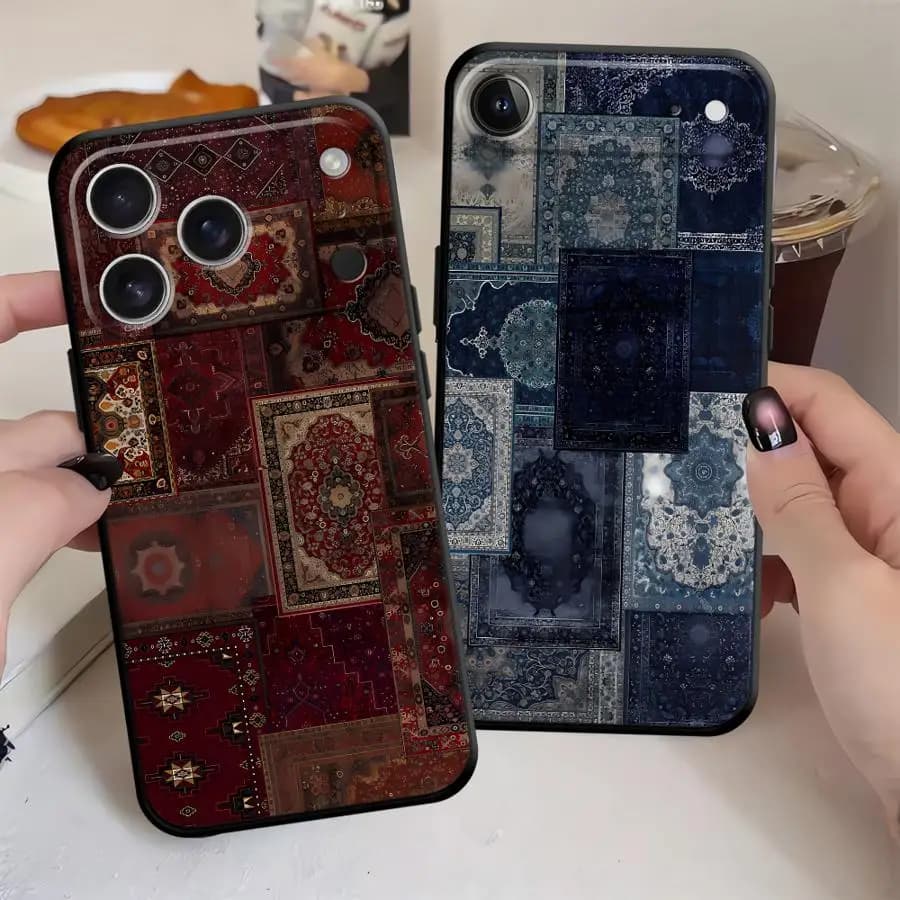 Cover per Apple iPhone 17 Pro Max Air 17e 7 8 XS XR 15 11 12 Plus 13 Mini 16 con Design Vintage Tappeto Persiano