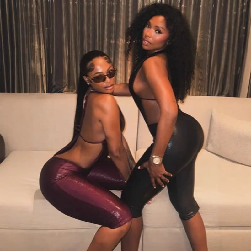 Women Shiny Gilding Silky 2 Piece Set Deep V Neck Sleeveless Lace Up Backless Bodysuits Top + Skinny Knee Length Pants Clubwear