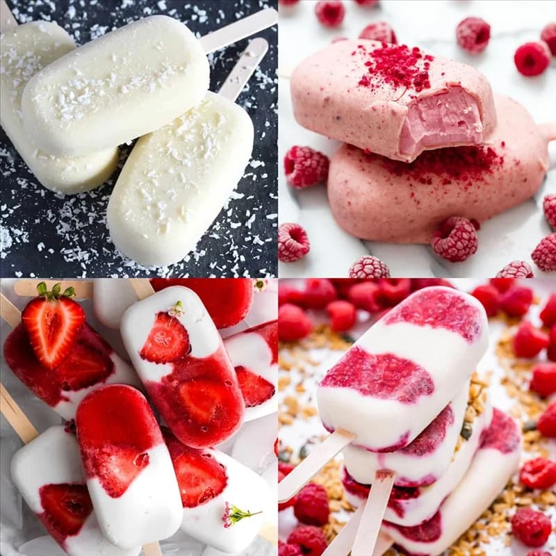 Stampi Cakepop grandi RMWIN-4-Cavity, confezione da 2 stampi in silicone per ghiaccioli fatti in casa con 100 per bastoncini di legno per gelato