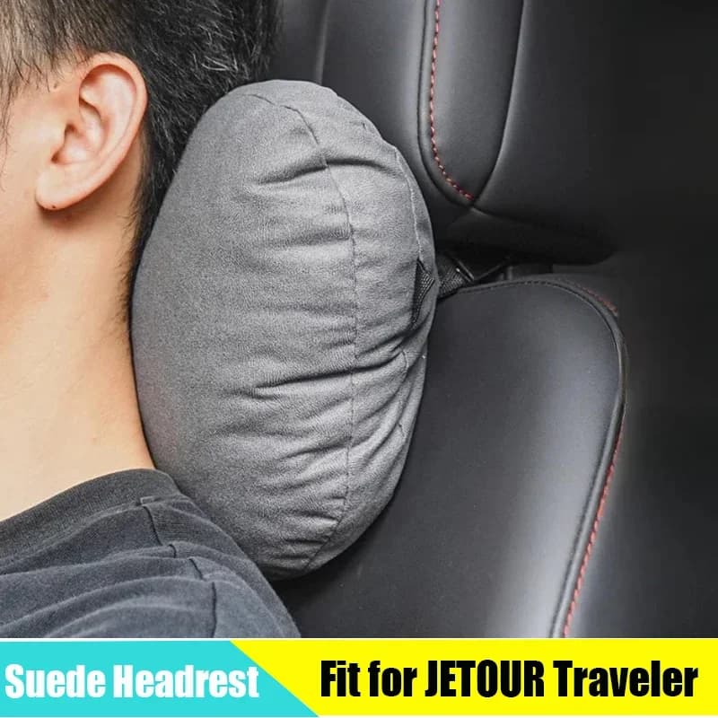 Poggiatesta in pelle scamosciata per auto Poggiatesta lombare adatto per JETOUR Traveller T2 2023+ Parti interne per auto con cuscino in pelle scamosciata di lusso leggero modificato