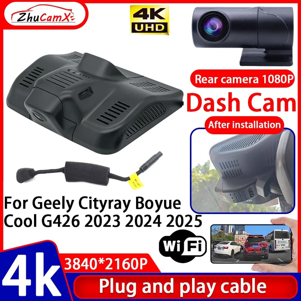 Videoregistratore Night Visio 4K UHD Plug and Play Car DVR Dash Cam Camera per Geely Cityray Boyue Cool G426 2023 2024 2025