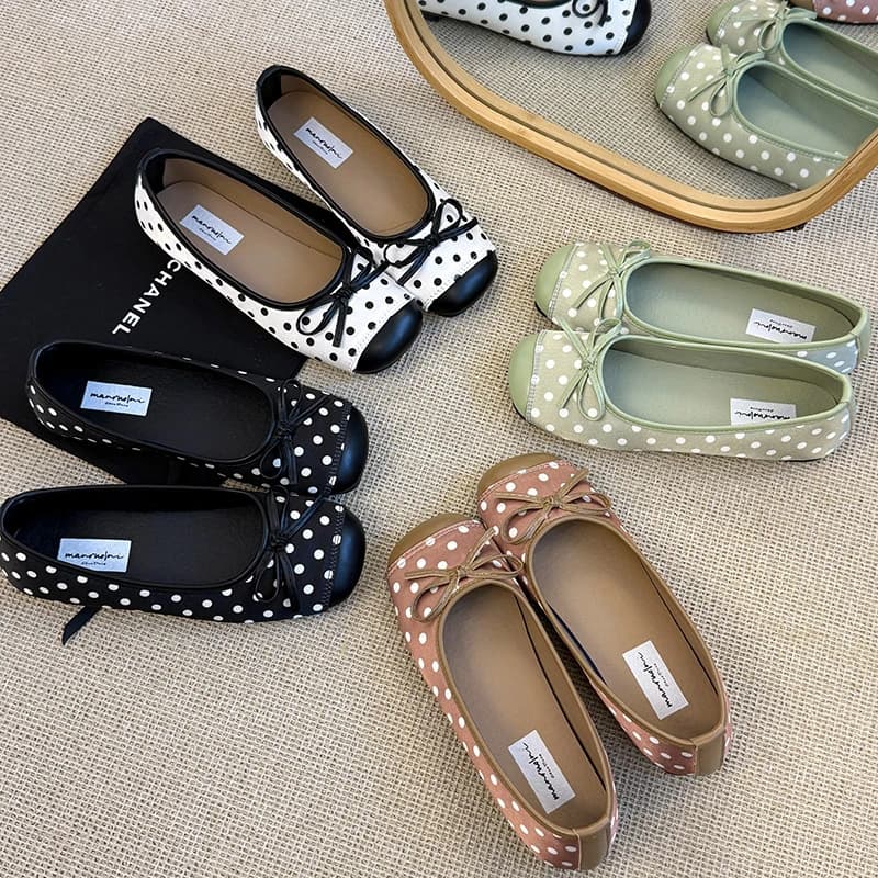 Ballerine primaverili da donna con fiocco a farfalla, comode, a punta quadrata, slip-on, eleganti, con suola morbida, Mary Jane.