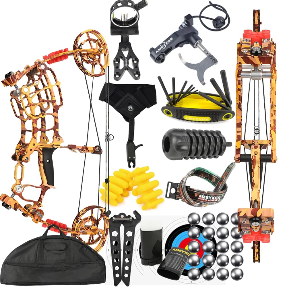 Compound Dual-use Bow 30-60lbs 19 Inch Axle 80 Percent Let-off 420FPS Right Hand Steel Ball Archery Bow for Outdoor Hunting Target Shooting