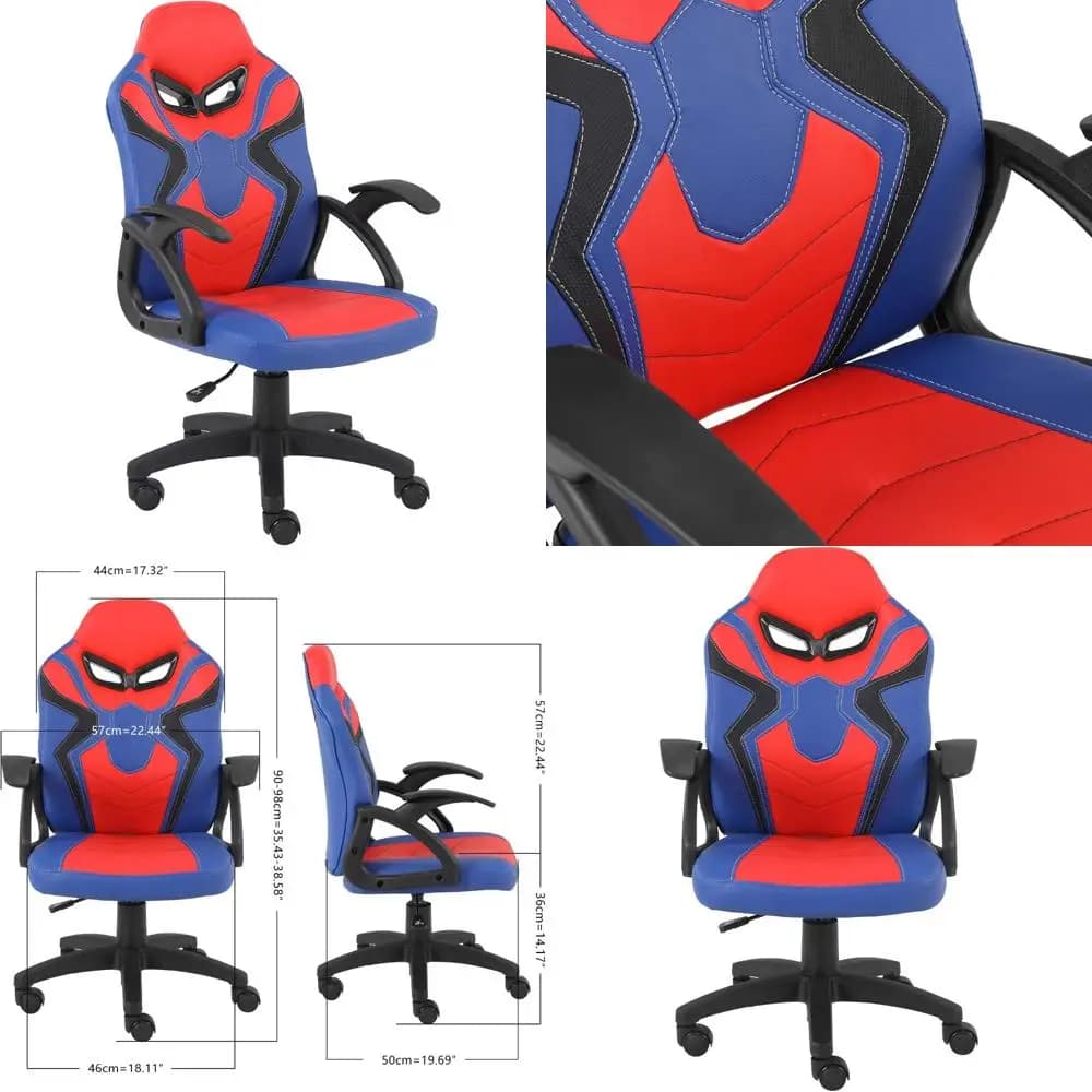 Sedia da corsa ergonomica girevole con schienale alto per adolescenti, sedile da gioco ad altezza regolabile per ragazzi e studenti
