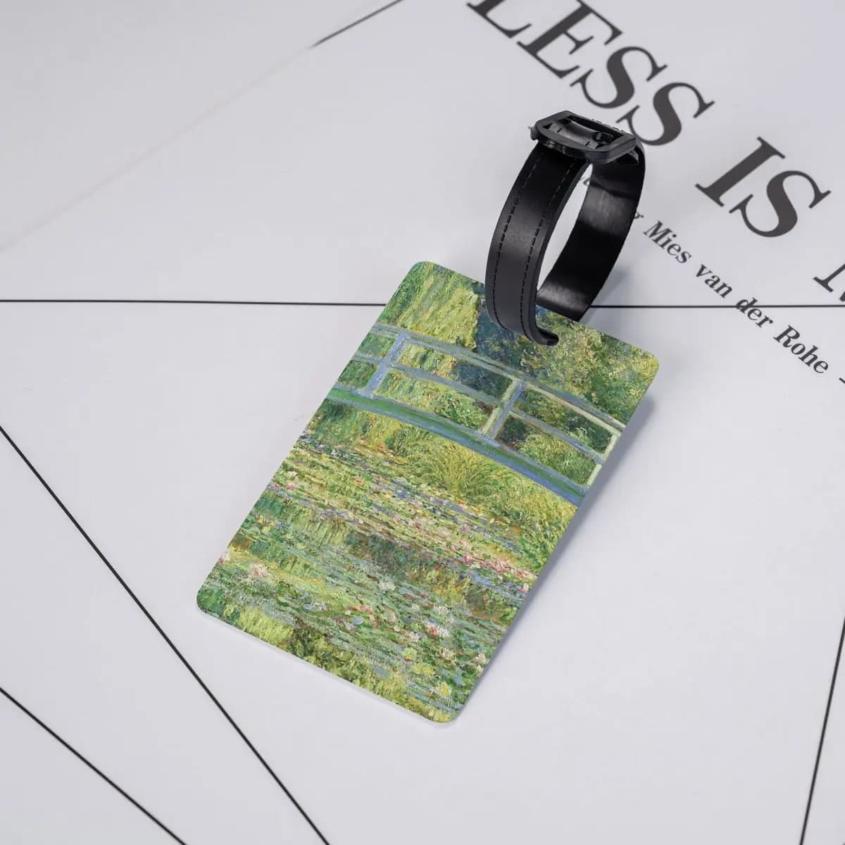 Claude Monet - Etichette per bagagli con laghetto di ninfee, accessori per valigie, etichetta per bagaglio da viaggio, porta etichette, porta nome e indirizzo