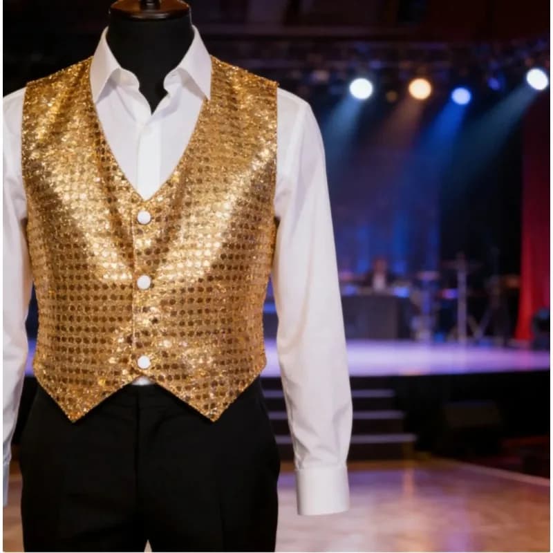 Giacca Senza Maniche Lucida per Bambini, Costume da Ballo Scintillante per Performance Hip Hop