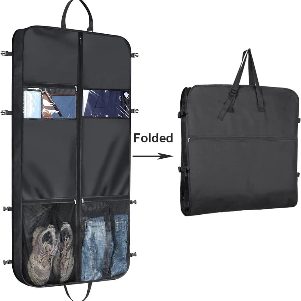 Borsa porta abiti da viaggio pieghevole da 50 pollici con tasche multiple, custodia per abiti resistente da trasportare, copriabiti da viaggio per affari