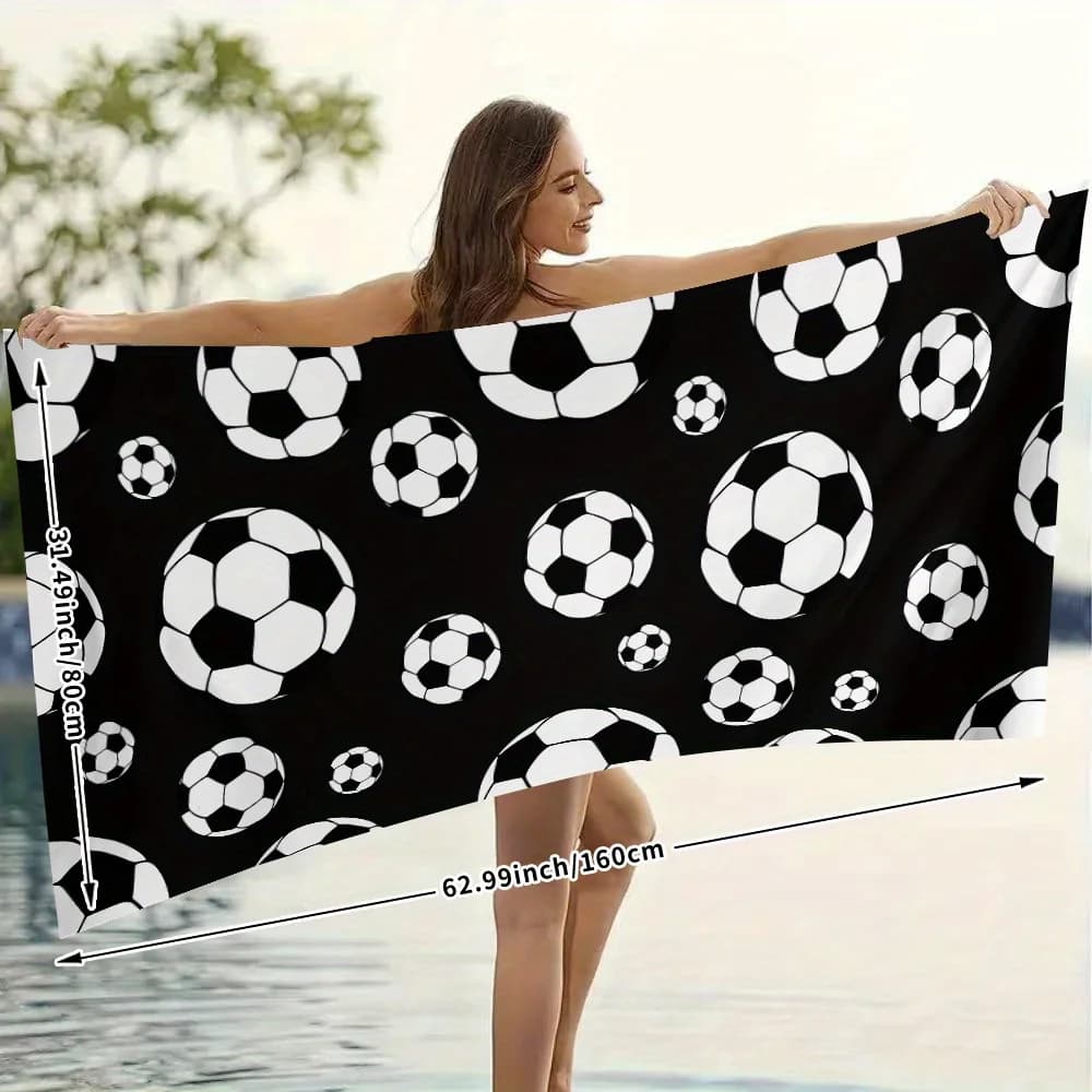 Asciugamano da Spiaggia per Calcio, Design Sportivo ad Asciugatura Rapida, Morbido e Altamente Assorbente in Microfibra per Piscina, Bagno, Viaggi e Campeggio