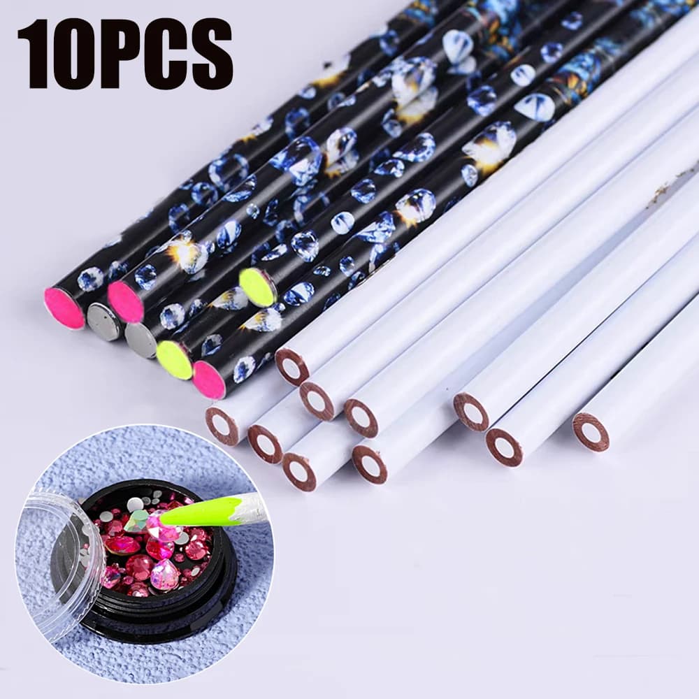 1/5/10 pezzi Set di matite di cera per raccoglitori di strass - Strumenti di raccolta di cristalli facili da usare per punteggiare gemme/perline/strumenti per nail art con strass