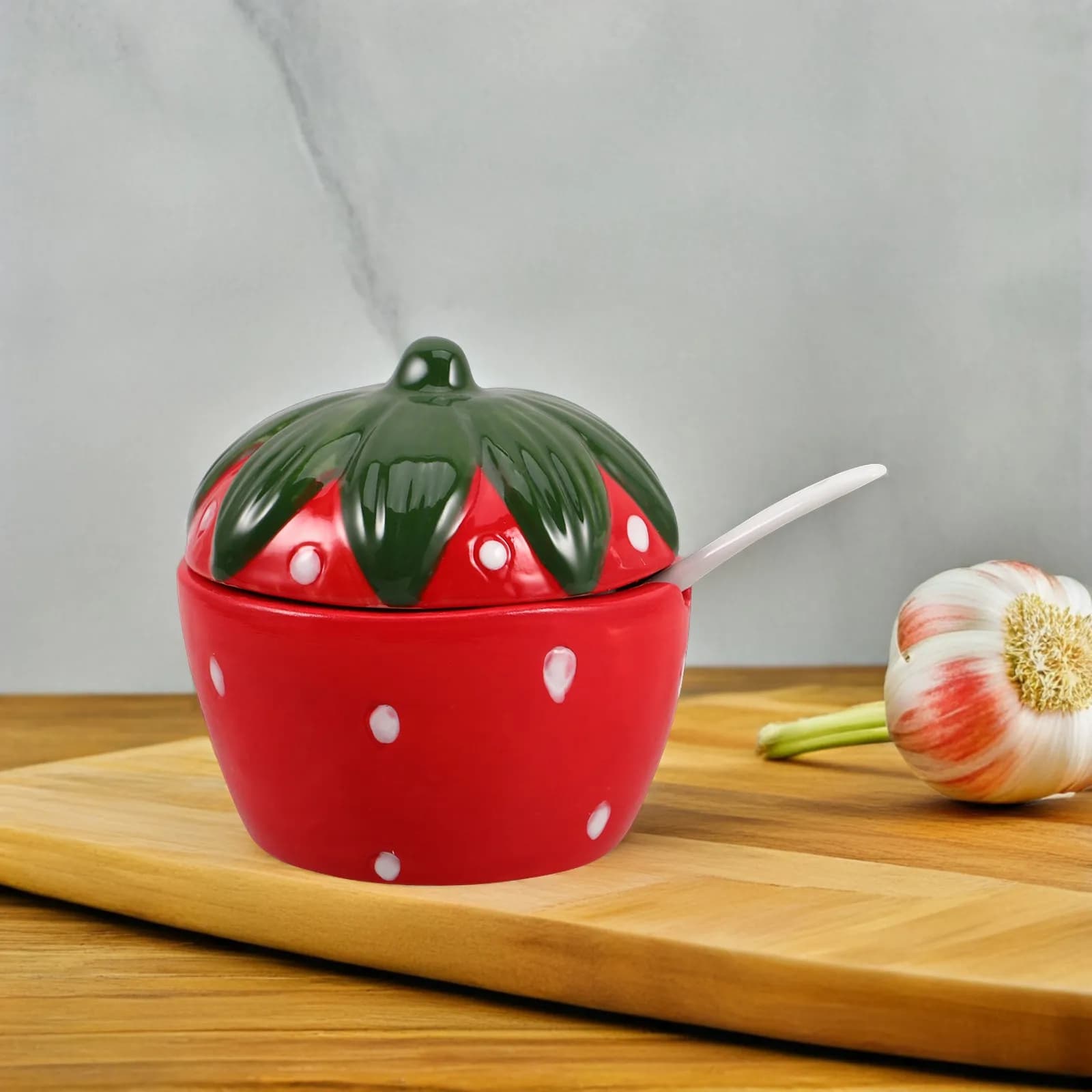 Ceramic Seasoning Jar Set Creative Design Spoon Included for Spices Salt Sugar Oil Kitchen Spice Dispenser Decorative Condiment