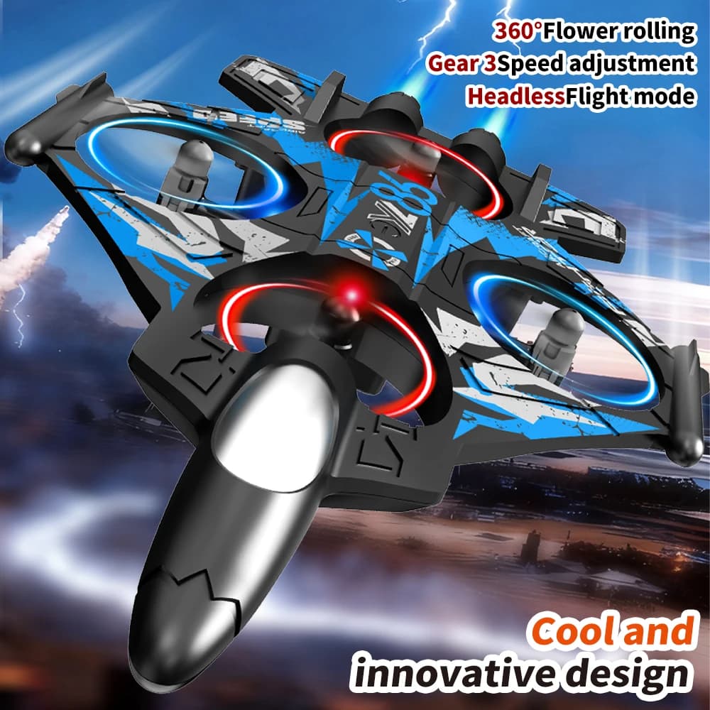 Fighter Jet Drone With Screen Remote Altitude Hold 360° Stunt Roll 2.4G Multiplayer Play Cool LED Light Beginner Friendly RC Quadcopter