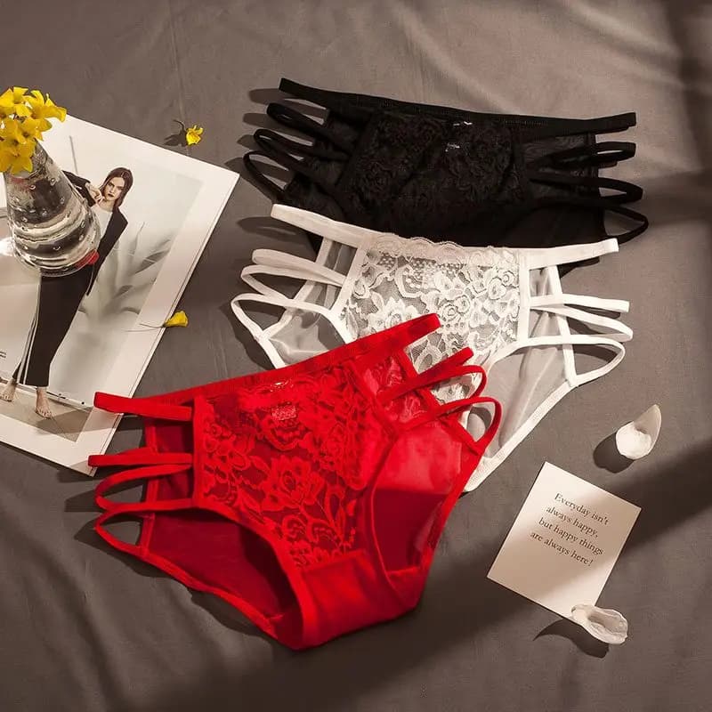 Pure Desire Women Underpants Sexy Lace Comfortable Pure Cotton Crotch Antibacterial Underwear Mid- Waist Triangle Pants New Gift