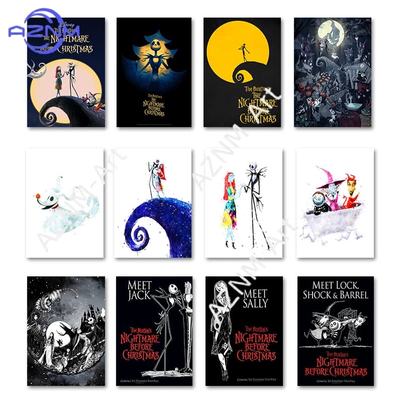 Poster Classico del Film 'The Nightmare Before Christmas', Stampa su Tela di Jack, Decorazione Murale per Casa e Camera
