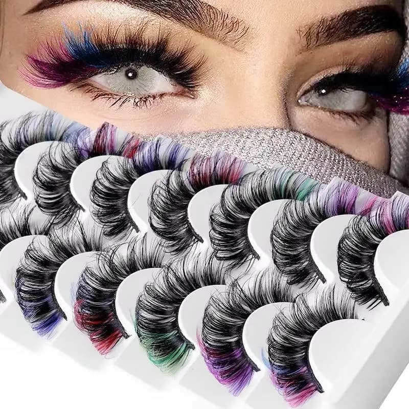 7 Paia di Ciglia Finte 3D in Visone Sintetico Colorate, Spesse e Voluminose, Aspetto Naturale Stile Russo con Spedizione Gratuita