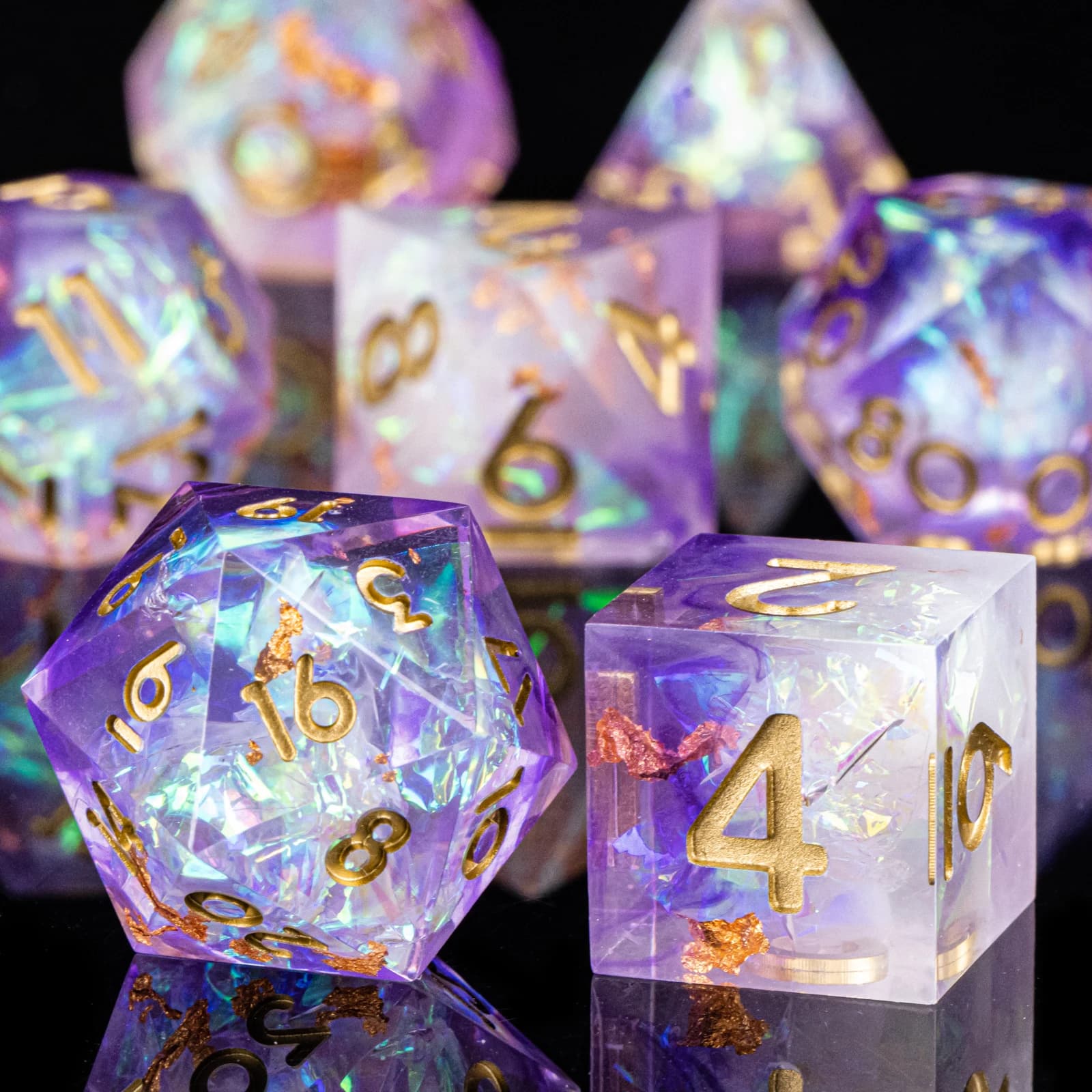 Dadi D e D in resina rosa fatti a mano Set di dadi per Dungeons and Dragons, dadi poliedrici con bordi affilati Dadi D&D in resina, dadi D20 regalo
