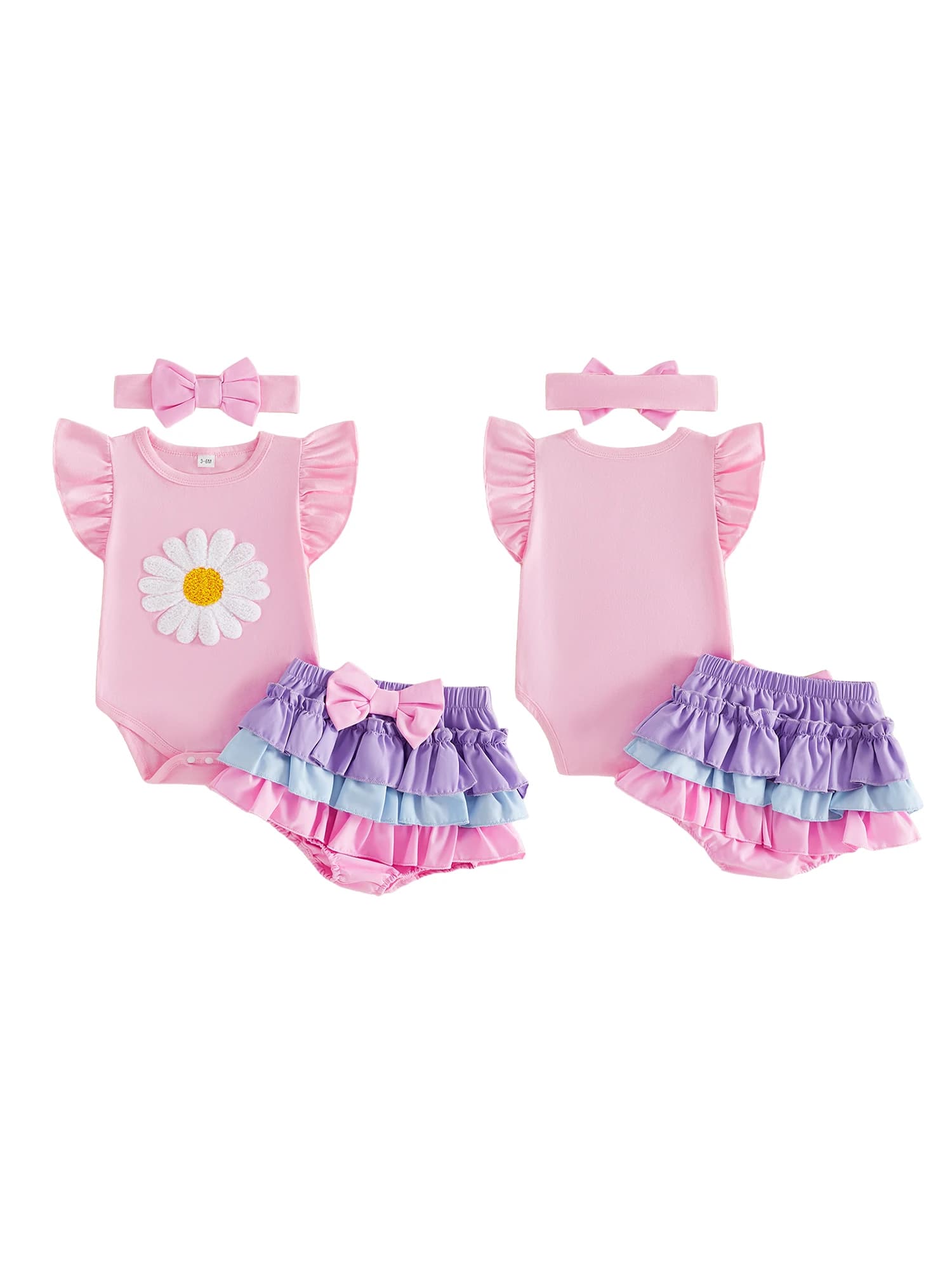 Toddler Girls Floral Print Dress Set Ruffle Sleeve Top and Elastic Waist Shorts with Matching Headband Summer Outfit