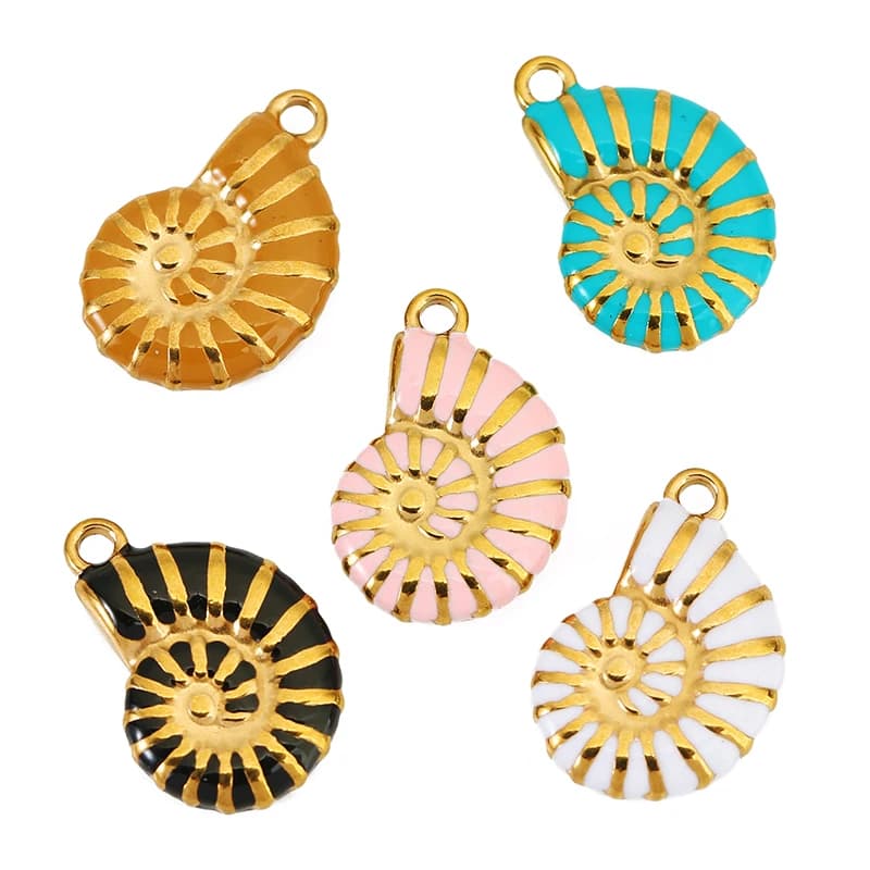 4 Pezzi Ciondoli a Conchiglia Colorati in Acciaio Inossidabile, Smaltati Blu Oceano Estivo, per Creazione Gioielli Fai da Te, Collane e Bracciali