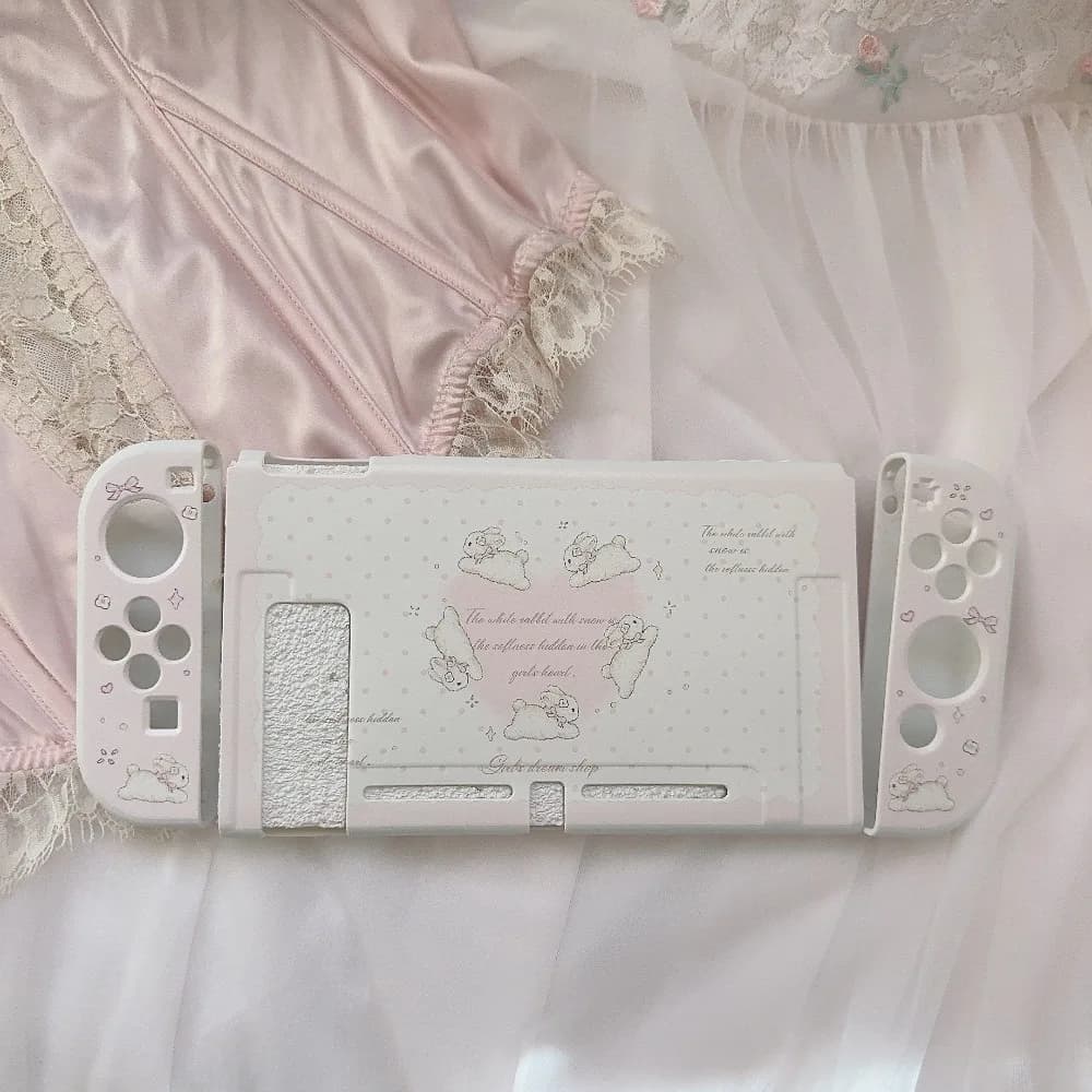 Ins Style Cute Rabbit Case for Nintendo Switch 2 Console Hard Cover OLED LITE Joy-Con Soft Shell NS Game Console Accessories