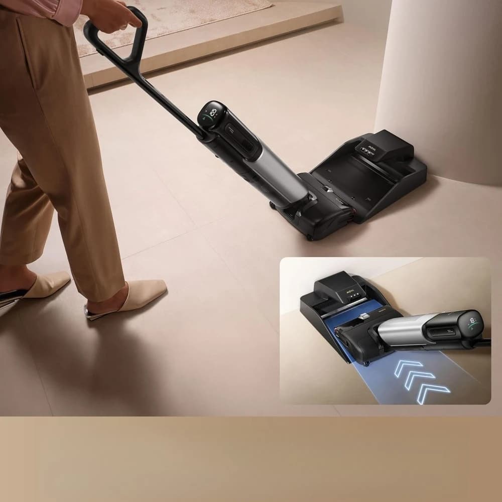 Cordless Wet Dry Vacuum Cleaner 20000Pa Vacuum Mop Zero Tangle Hot Water Mopping Sticky Messes Self Drying Hot Air Push in