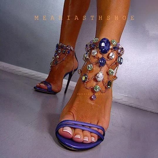 Sandali Sexy con Strass, Scarpe da Donna con Tacco Alto a Corda, Sandali con Cinturini in Cristallo, Comodi per Camminare, Scarpe Eleganti da Sposa per Feste e Cerimonie