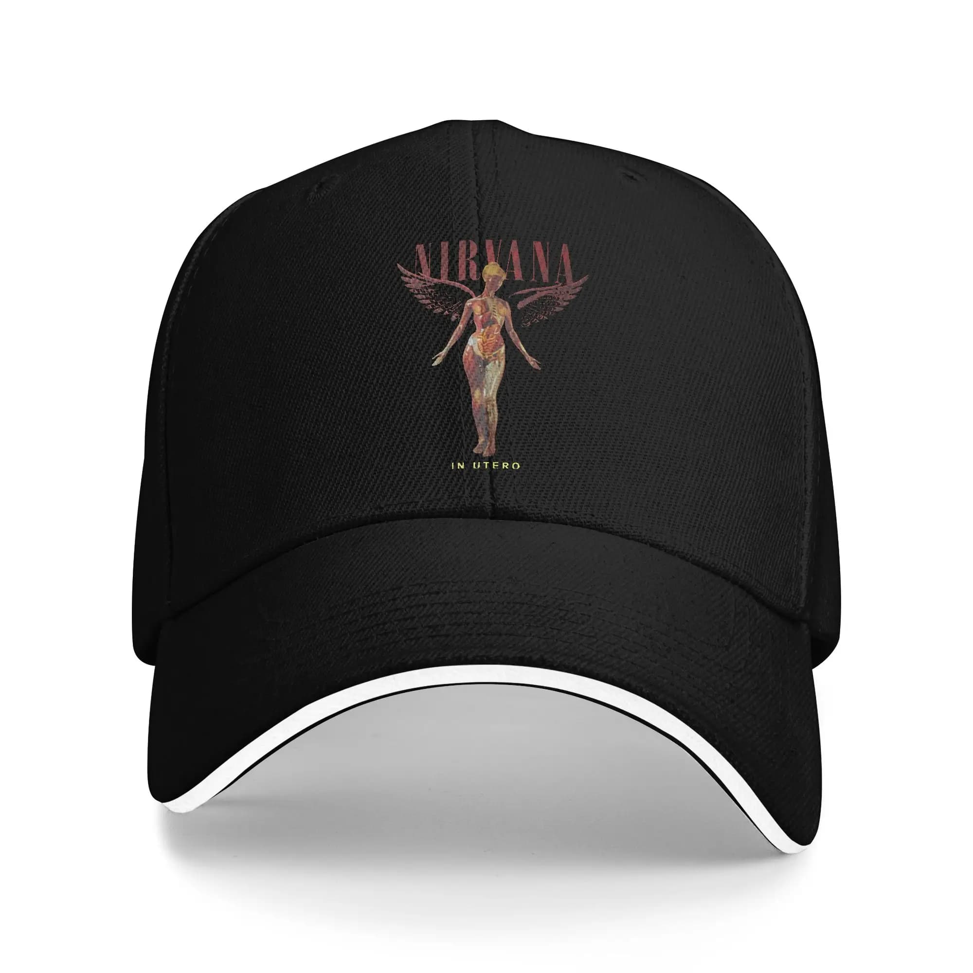 Baseball Hat Spring Nirvana Rock Band, Kurt Cobain Style, for Hiking and Fishing, Casual with Print, Sun Hat for Men and Women, Solar Protection
