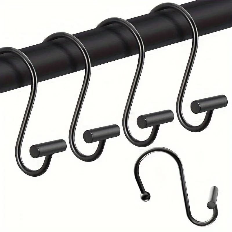 Tenda da doccia decorativa a forma di T da 12 pezzi – Metallo resistente, design antiscivolo, facile installazione per tenda da bagno Ha