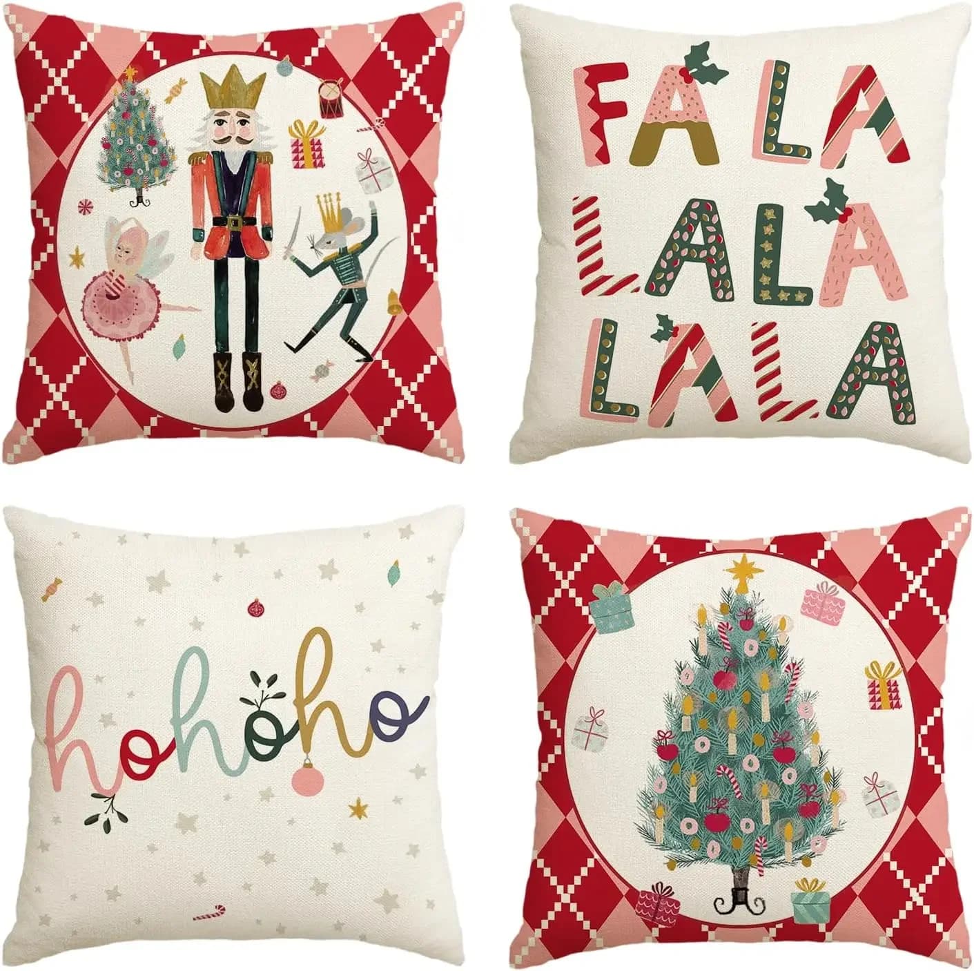Fodere per cuscini rossi Schiaccianoci di Buon Natale, decorazione per federe per feste invernali per divano divano 45x45 cm